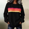 thumbnail image 2 of Binmer Women’s Rainbow Stripe Print Crew Neck Long Sleeve Sweatshirt, Loose Casual Pullover Top ,Sizes S-2XL, 2 of 6