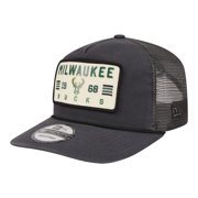Men's New Era Charcoal Milwaukee Bucks Washed Patch 19TWENTY Adjustable Trucker Hat