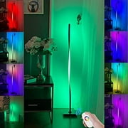 RGB Floor Lamp, Black Modern LED Floor Lamp Ambient Background Light, Minimalism Color Changing LED Dimmable Torchiere, CA Plug, 20W Cool for Living Room, Bedroom and Play Room DIY