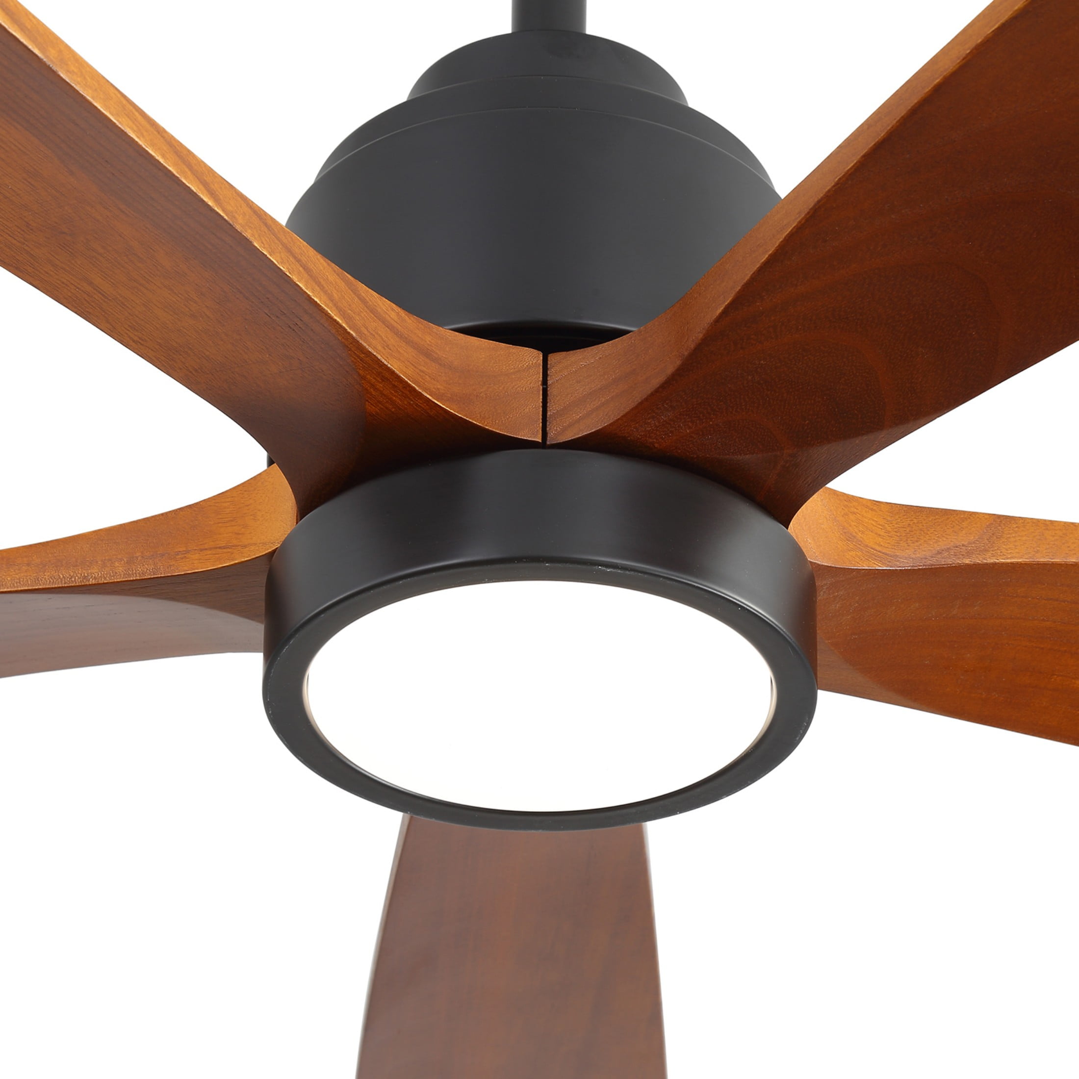 Sofucor 52" Ceiling Fan with Lights, Remote Control, Reversible Noiseless Motor, 3 Walnut Wooden Blades