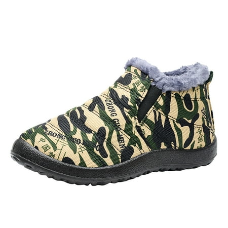 

WANYNG Mens Shoes Fashion Camouflage Boots Winter Flat Plus Velvet Warm Short Slip On Snow Boots Boys Insulated Hiking Boots Boot Insoles for Men Warm