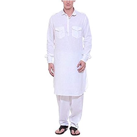 

Royal Kurta Mens Cotton Pathani Suit White