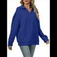 thumbnail image 1 of de Larga con Cuello en V para Mujer, Sudaderas Ligeras, Ropa de Moda de Otoño 2025. Azul Real XL, 1 of 10