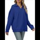 thumbnail image 1 of de Larga con Cuello en V para Mujer, Sudaderas Ligeras, Ropa de Moda de Otoño 2025. Azul Real L, 1 of 10
