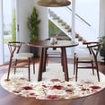thumbnail image 3 of Red Spring Floral Round Area Rug 7Ft Washable Circle Rugs for Dorm Laundry Room, Elegant Pastoral Flowers Watercolor Non-Slip Carpet Floor Mats Indoor Outdoor Carpet Runner Aesthetic Home Decor, 3 of 8