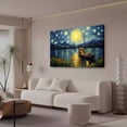 thumbnail image 3 of Póster de lienzo con un pequeño barco navegando por un río tranquilo por la noche, decoración de dormitorio, paisaje deportivo, decoración de oficina, regalo, estilo marco, 20 x 30 cm, 3 of 8