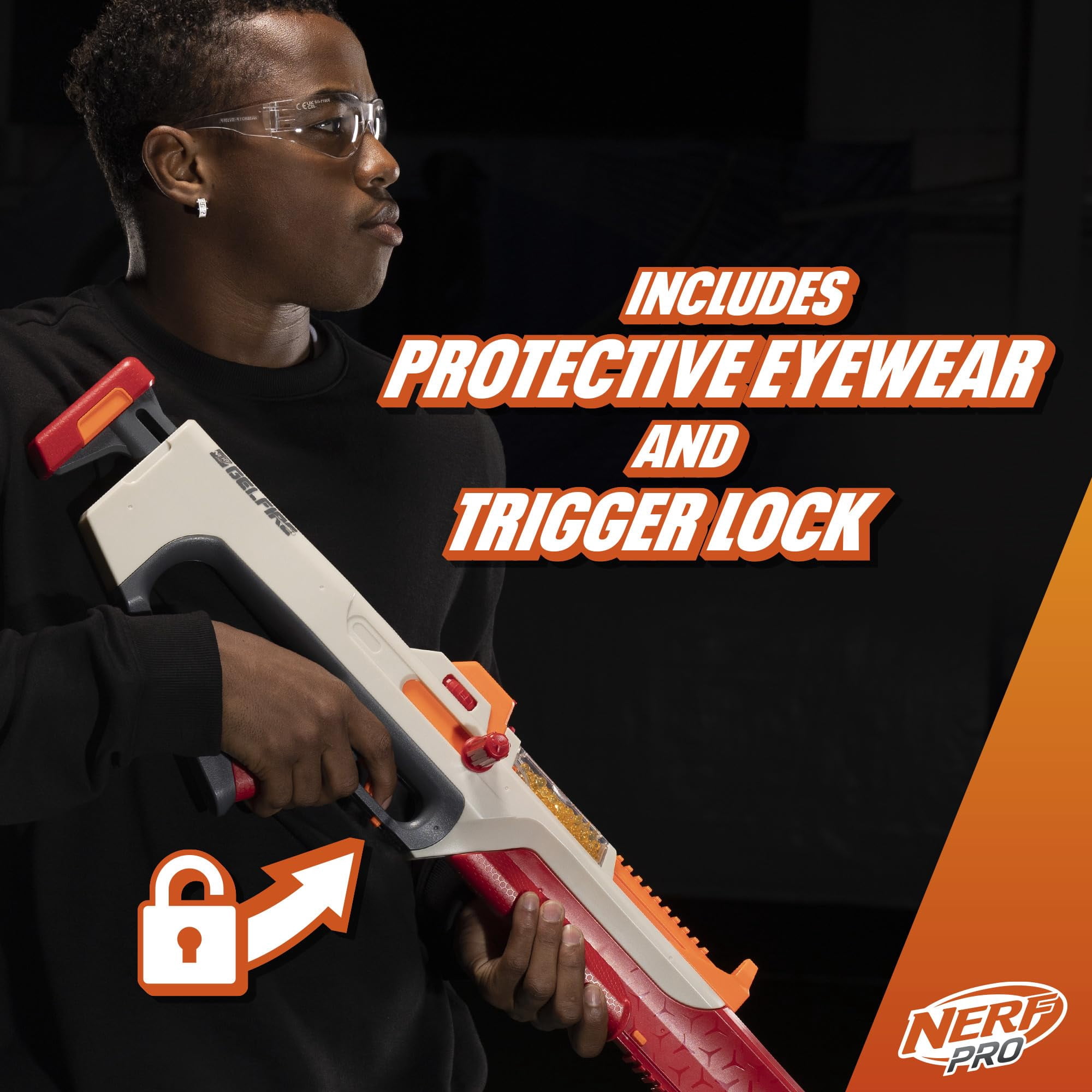Nerf Pro Gelfire Ghost Bolt Action Blaster, Removable Boost Barrel, 5000 Gel Rounds, 100 Round Integrated Hopper, Eyewear, Ages 14 & Up