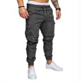 thumbnail image 2 of facefd Cotton Men Trousers Solid Color Replacement Stylish Washable Easy Matching Middle Waist Home Long Pant Clothes Dark Grey M, 2 of 9