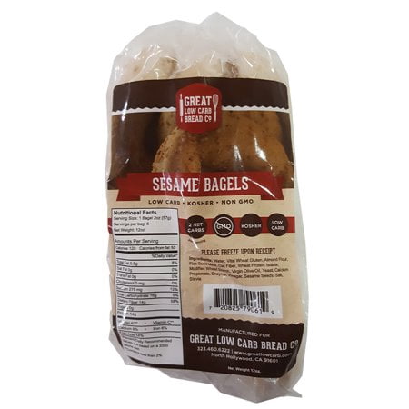 Great Low Carb Bread Company - 1 Net Carb, 16 oz, Sesame Bagel, 2 (Best Low Carb Bagels)