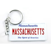 Massachusetts License Plate Aluminum Ultra-Slim Rectangular Souvenir Keychain