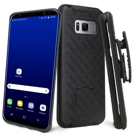 Galaxy S8 Case, SOGA [Holster Combo Series] Slim Hard Armor Defender Protective Case with Belt Clip for Samsung Galaxy S8 - Black