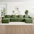 thumbnail image 2 of Newest Modular 4 Seat U Shape Sectional Boneless Sofa, Cloud Sectional Couch,Deep Seat, Modern Modular 4-Seat Sofa Couch,Throw Pillows,2 Movable Ottomans, Corduroy Fabric Green, 2 of 11
