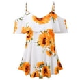 thumbnail image 3 of DYMADE Femmes Imprimé Tournesol Spaghetti Sangle Épaule Froide Top Chemise, 3 of 4