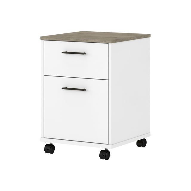 Key West 2 Drawer Mobile File Cabinet in White and Gray - Engineered Wood