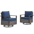 thumbnail image 2 of Unnifurnzi Outdoor Swivel Rocker Patio Chairs Set of 2-All Weather Wicker Swivel Patio Chairs Outdoor Chairs for Deck Porch Poolside Balcony-Gray/Blue, 2 of 7