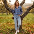 thumbnail image 5 of Womens Flannel Shirts Long Sleeve Button Down Casual Fall Plaid Top Lightweight Loose Fit Business Blouse 2026 Fashion Fall Shackets Jackets, 5 of 9