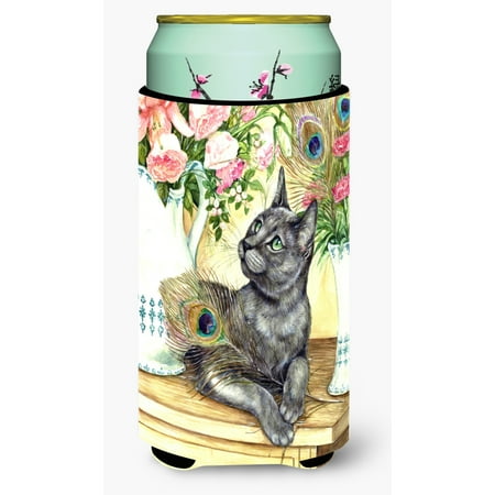 

Carolines Treasures CDCO0035TBC Cat and Peacock Feathers Tall Boy Beverage Insulator Hugger Tall Boy multicolor