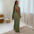 thumbnail image 4 of AURA Plus Size Two Piece Set Women V Neck Sleeveless Outfit Casual Long Pants Set Summer Fall, 4 of 6