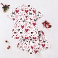 thumbnail image 3 of Blusa de Manga Corta Impresión de Botón de Vuelta Casual con Pantalones Cortos Conjunto para el Verano, Traje de Moda de Mujer, 3 of 5