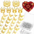 thumbnail image 2 of 166 piezas de decoración de corona de ramo de flores con 6 adornos para pastel, 100 broches para ramilletes, 60 mariposas doradas, 2 of 4