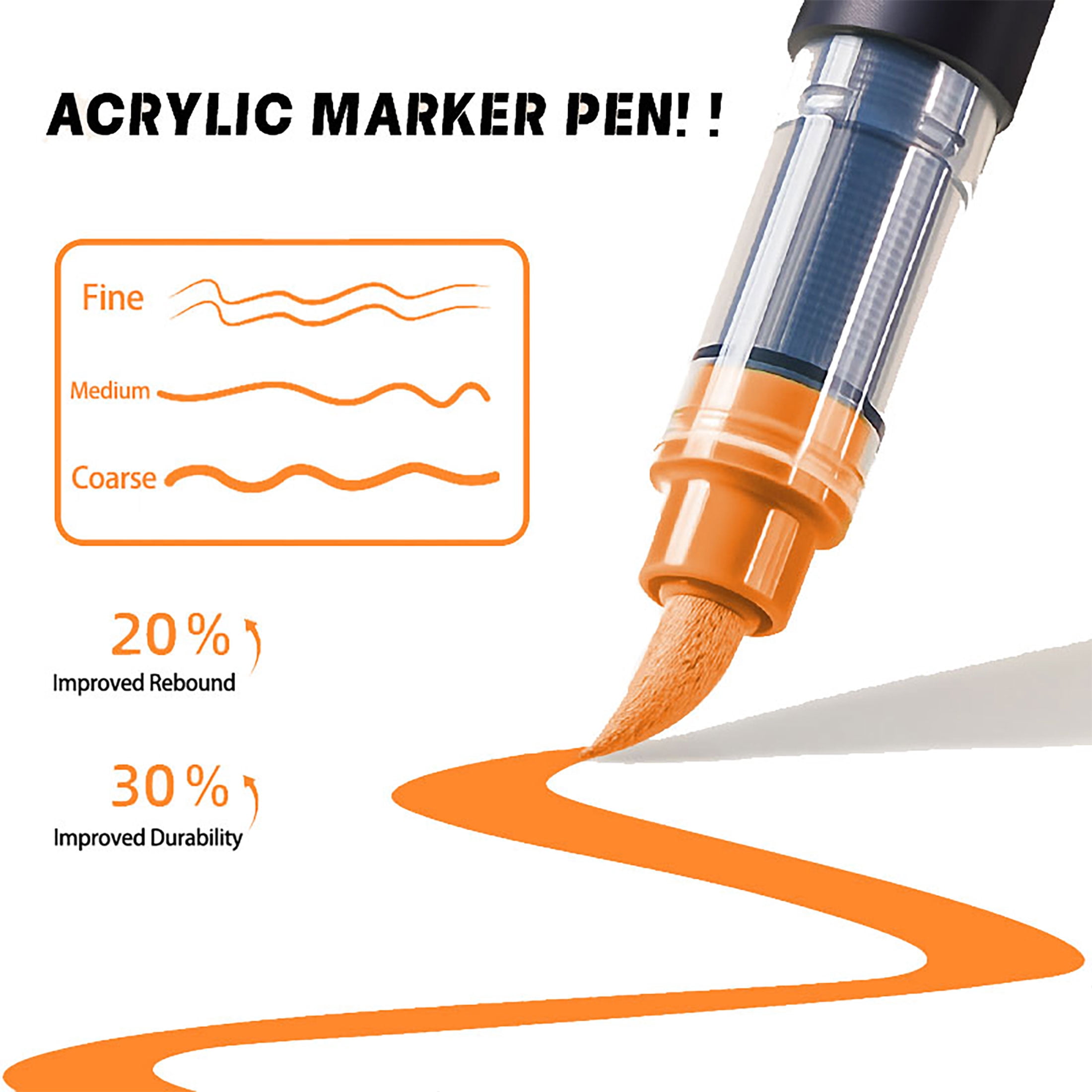 Truecolor Direct-Flow Acrylic Paint Markers, Black Barrel with PP Storage Case ZCA-6888