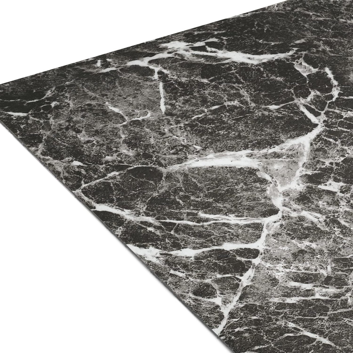 Charcoal Marble Black Vinyl Floor Tiles Self Stick Peel Flooring 12" x 12", 1-Pack (20 Pieces)