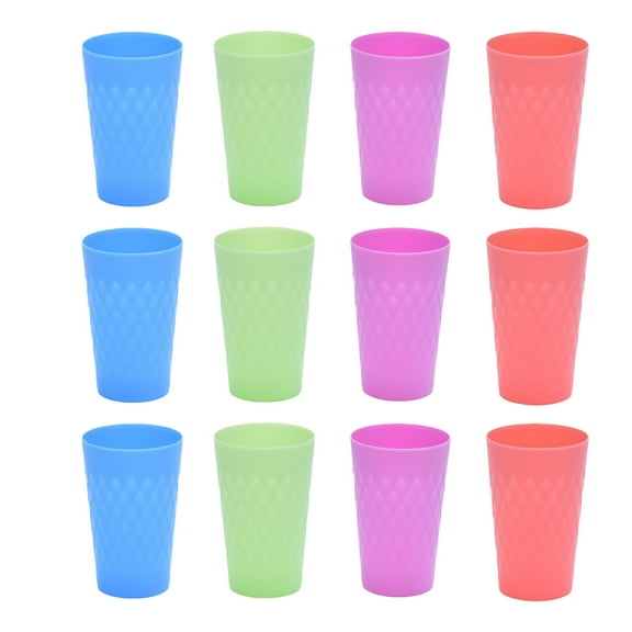 14 Ounce Tumbler Cups Set of 12, Unbreakable Drinking Cups Microwave and Dishwasher Safe, BPA Free Reusable Cup for Water, Milk, Juice, Soda and more