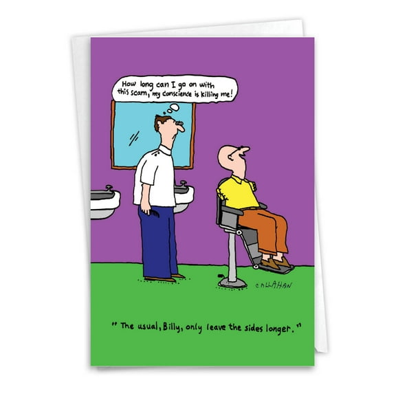 1 Funny Birthday Card with Envelope - Conscientious Barber C6181BDG