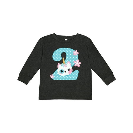 

Inktastic Unicorn Kitty 2nd Birthday Girls Long Sleeve Toddler T-Shirt