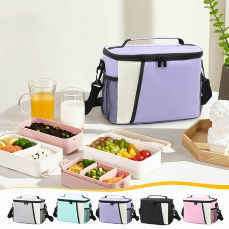 Viflosae Lunch Bag Women Insulated Lunch Bag Small Lunch Bag Large Capacity Crossbody Lunch Bag Color Blocked Picnic Bag Bento Bag Insulated Bag
