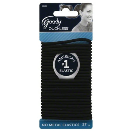 Goody Ouchless Womens Elastic Thick Hair Tie - 27 Count, Black - 4MM for Medium Hair to Thick