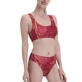 thumbnail image 2 of Vsdgher Womens High Waisted Bikini Sets Two Piece Swimsuit Abstract Red Marble Print Tummy Control Bathing Suit-X-Large, 2 of 8