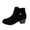 ABlack, variant on Womens Ankle Booties Round Toe Chunky Block Heel Side Zip Shoes Faux Suede Fashion Short Boots