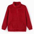thumbnail image 6 of Xdegoge Girls Fuzzy Fleece Pullover Sweater Quarter Zip Fluffy Sherpa Sweatshirt with Pockets Kids Warm Winter Outwear, Size 7-8, 6 of 6