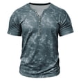 thumbnail image 2 of Mens Acid Wash Short Sleeve Muscle Henley T-Shirts Stretchy Workout Athletic Tee Casual 1/2 Button Up Retro Streetwear Tops for Summer Vacation, 2 of 5