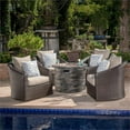thumbnail image 1 of Noble House Zinnia Ensemble de Club Pivotant Extérieur 5 Pcs Marron avec Foyer, 1 of 26