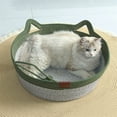 thumbnail image 6 of Woven Cat Bed, Woven Rope Cat Bed with Cat Ears, All Season Breathable Pet Bed for Cats Small Dogs, Washable Round Basket Style Cat House, Grey, 6 of 6