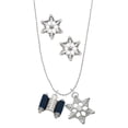 thumbnail image 1 of Delight Jewelry Silvertone Blue Torah Scroll Silver tone Snowflake Charm Necklace and Stud Earrings, 1 of 4