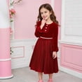 thumbnail image 3 of LYHaoo Child Girls Long Sleeve Dresses Ruffles Pleated Dress Clothes，Toddler Dresses Sizes 5-6 Years Red, 3 of 7