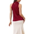 thumbnail image 3 of INSPIRE CHIC Women's Halter Neck Satin Tops Elegant Sleeveless Summer Top S Burgundy, 3 of 5