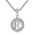 thumbnail image 5 of Alluring Letter Necklace | Platinum-925 Sterling Silver Adjustable Chain | Pave Charm Pendant Hypoallergenic | RJ Designs, 5 of 35
