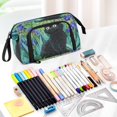 thumbnail image 5 of Nylon Fish Mouth Pencil Case with Large Capacity Zipper Pencil Pouch Black Cat and Irises Pencil Bag Organizers, 5 of 7
