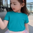 thumbnail image 2 of Gubotare Baby Tshirt Baby and Toddler Girls High Low Basic Layering Tee Size 2T 3T (Blue,2-3 Years), 2 of 4