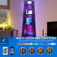 thumbnail image 3 of Dextrus 70.9"Corner Shelf with Led Light, 5 Tier Corner Bookcase & Bookshelf, White Open Display Shelving, Storage Rack Ladder Wood Shelf for Living Room, Home Office, Black, 3 of 6