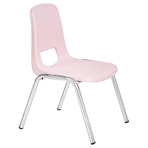 Pink Chrome Legs Basics 16 Inch School Classroom Stack Chair 6-Pack 