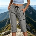 thumbnail image 2 of Erwazi Capri Pants for Women Summer Quick Dry Hiking Cargo Drawstring Waist Outdoor Capris with Pocket, 2 of 8