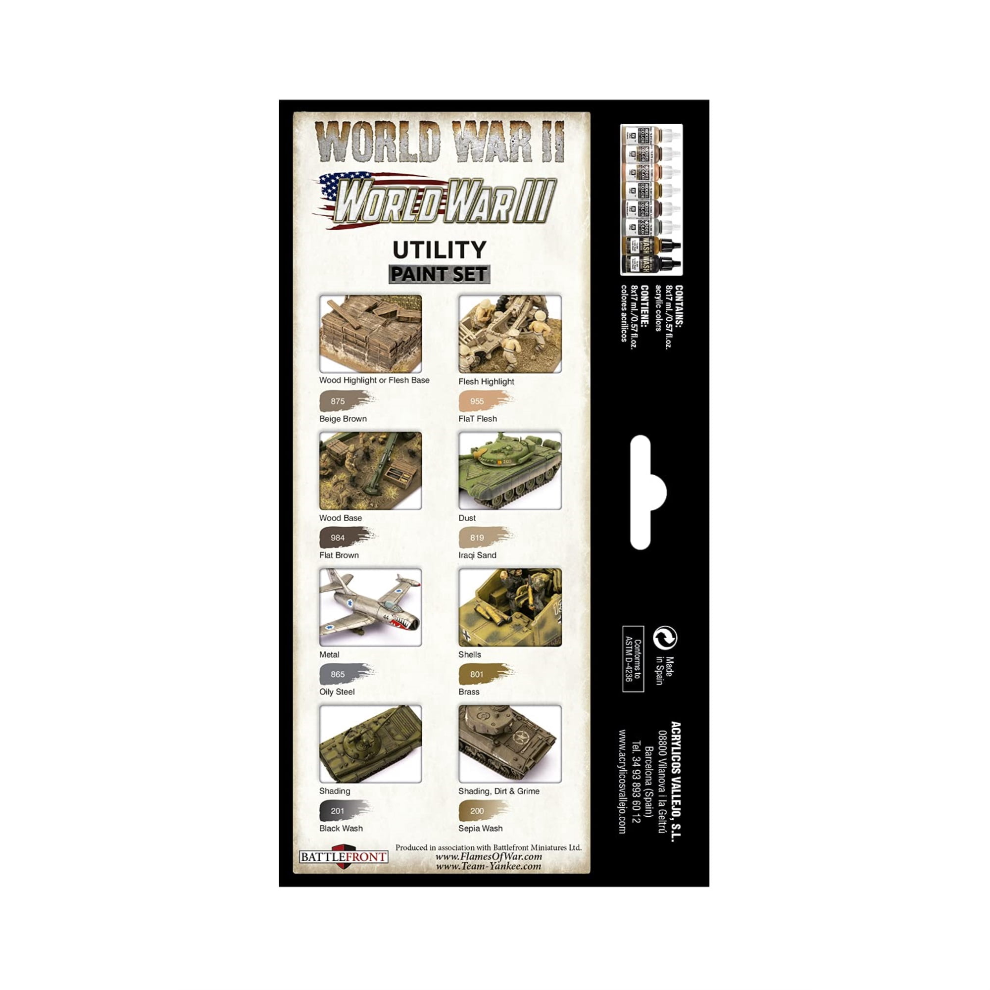 Vallejo - Utility Paint Set WWII & WWIII | Historic Military Shades | Brush & Airbrush Compatible |