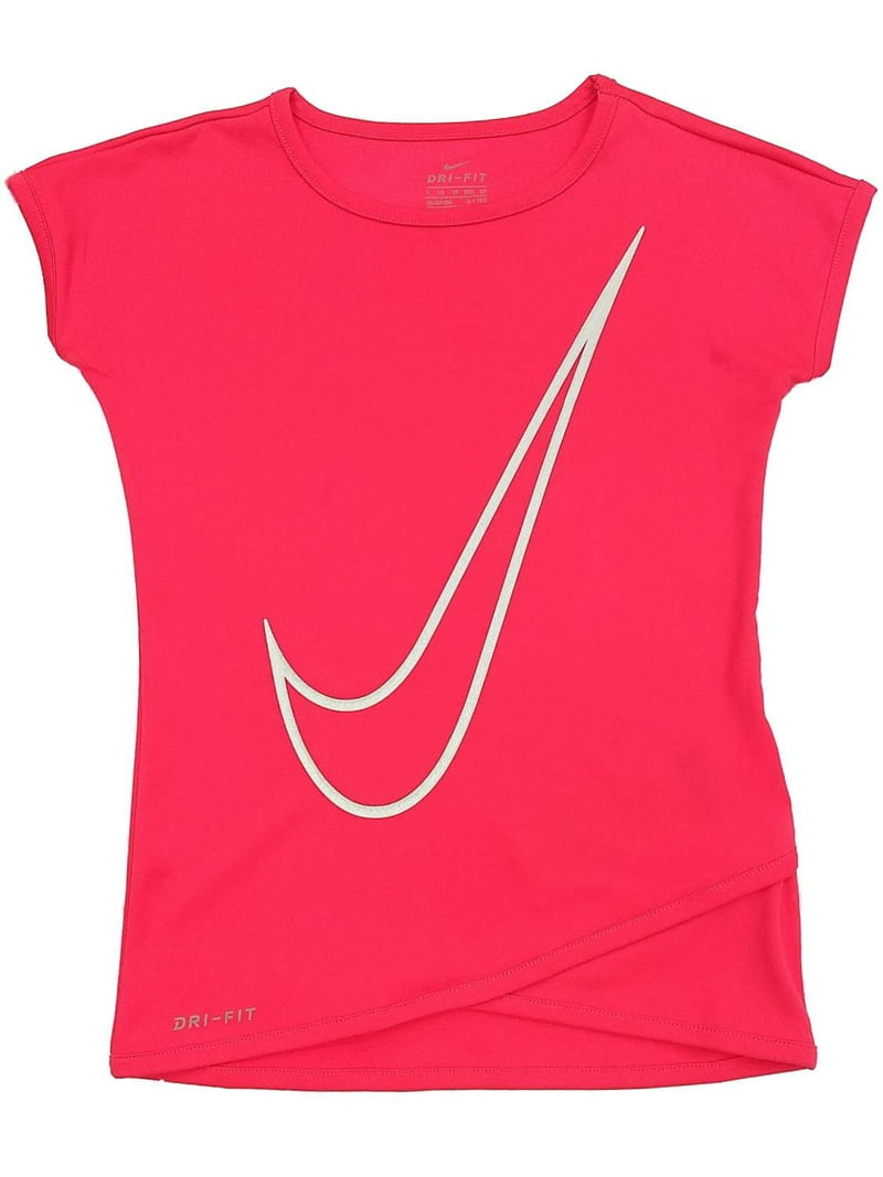 Nike Dri-Fit Girls Coral Pink Swoosh Athletic Work Out M (6) - Walmart.com