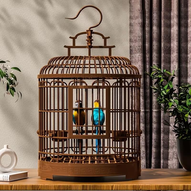Large Bird Cage Vintage Villa Portable for Cockatiels Budgerigars Parrots