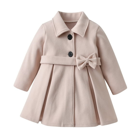 Uxgjfwu Winter Coats Girls Dress Coat Girls Winter Jackets Button Peacoat Toddler Lie Fallow Clothes Outwear
